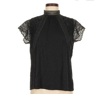 $50 NWT Cable & Gauge short sleeve top black lace S